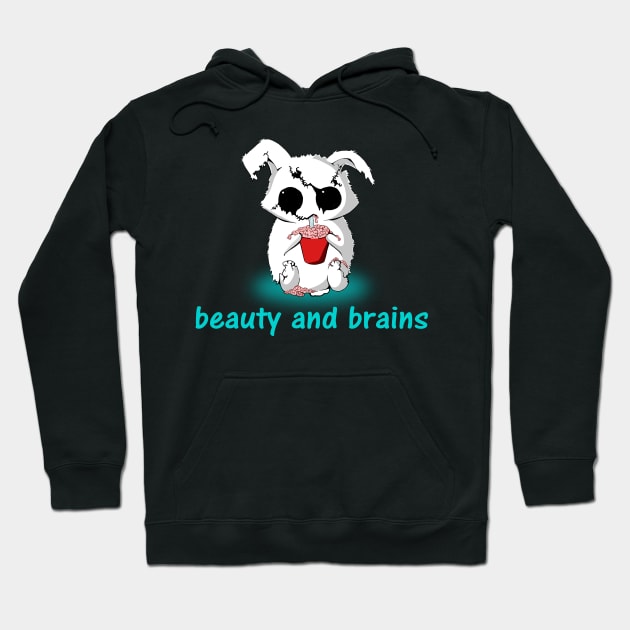 Beauty and Brains TShirt - Funny Zombie Bunny, Undead Animals Hoodie by BlueTshirtCo
